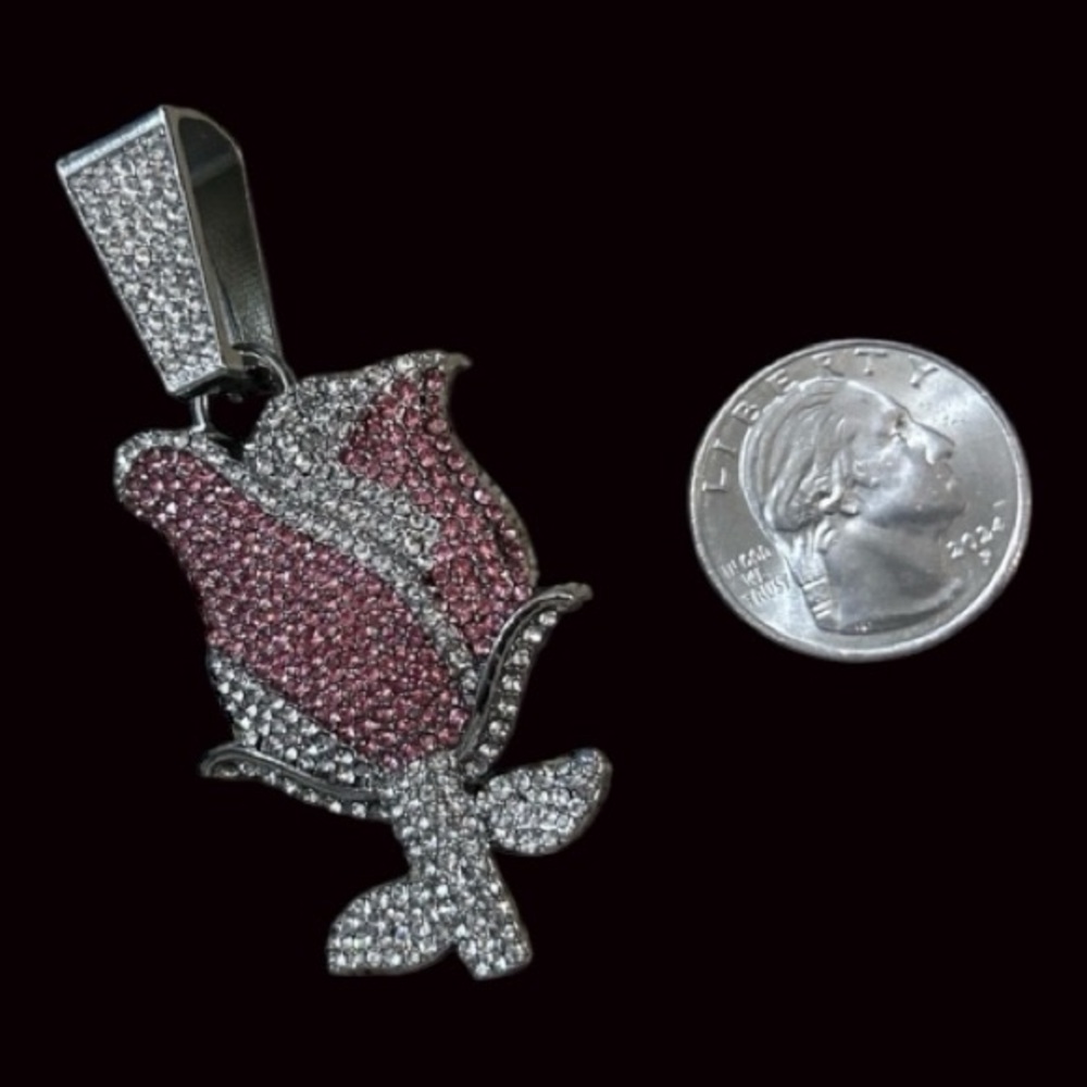 Elegant Pink Crystal Rose Pendant